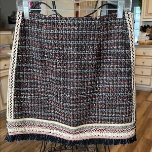 Elegant Tweed Mini Skirt in Black and Red